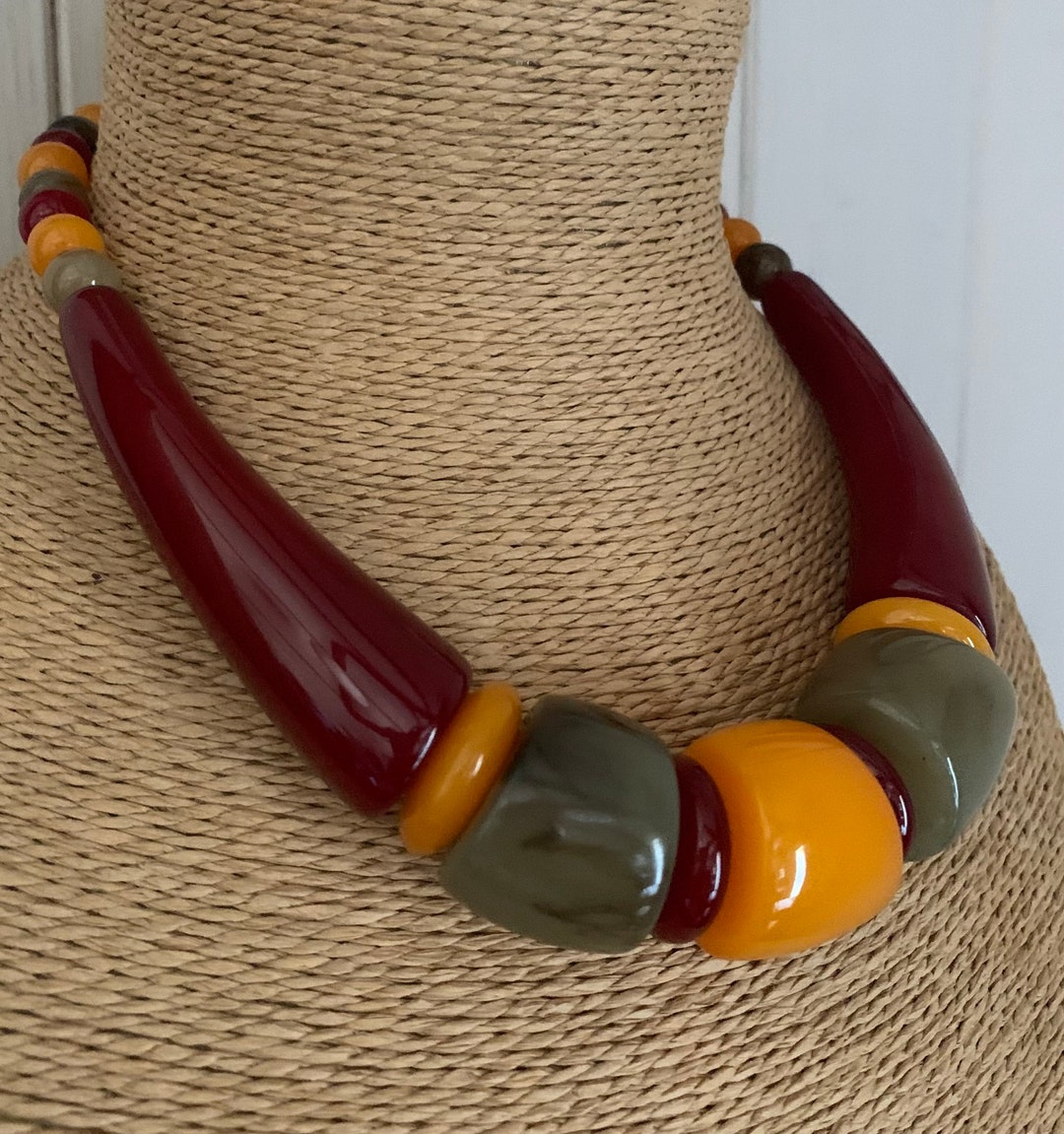 BIG BEAD NECKLACE, Short Beaded Necklace, Resin Bead Jewellery, Costume