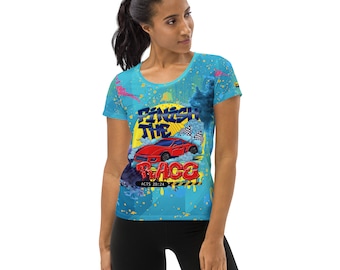 Camiseta deportiva con estampado completo Finish the Race para mujer