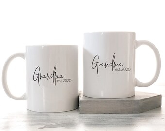Grandparents Established Signature Mug Set - Pregnancy Announcement Mugs - Grandparents Gift