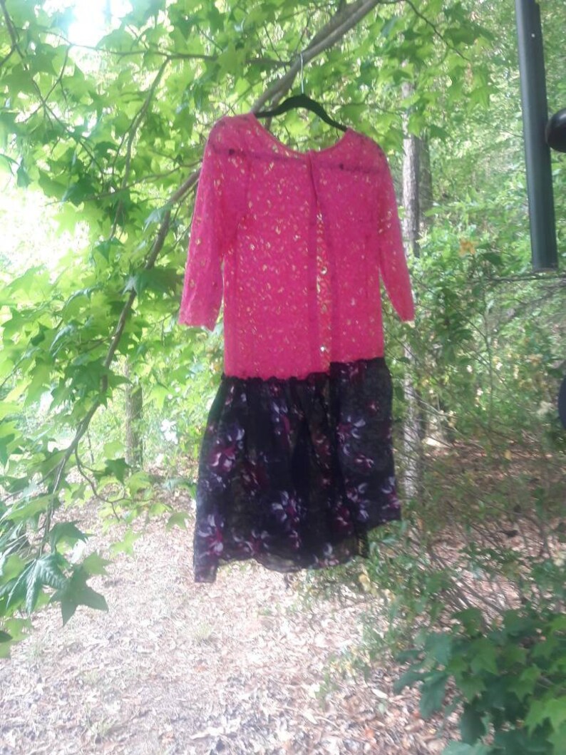 Upcycled jacket Pink Lace Cardigan Feminine lace jacket pink and black jacket Pink Lace Jacket
