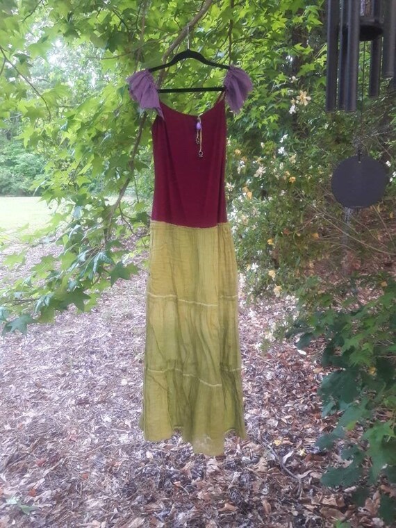 green hippie dress