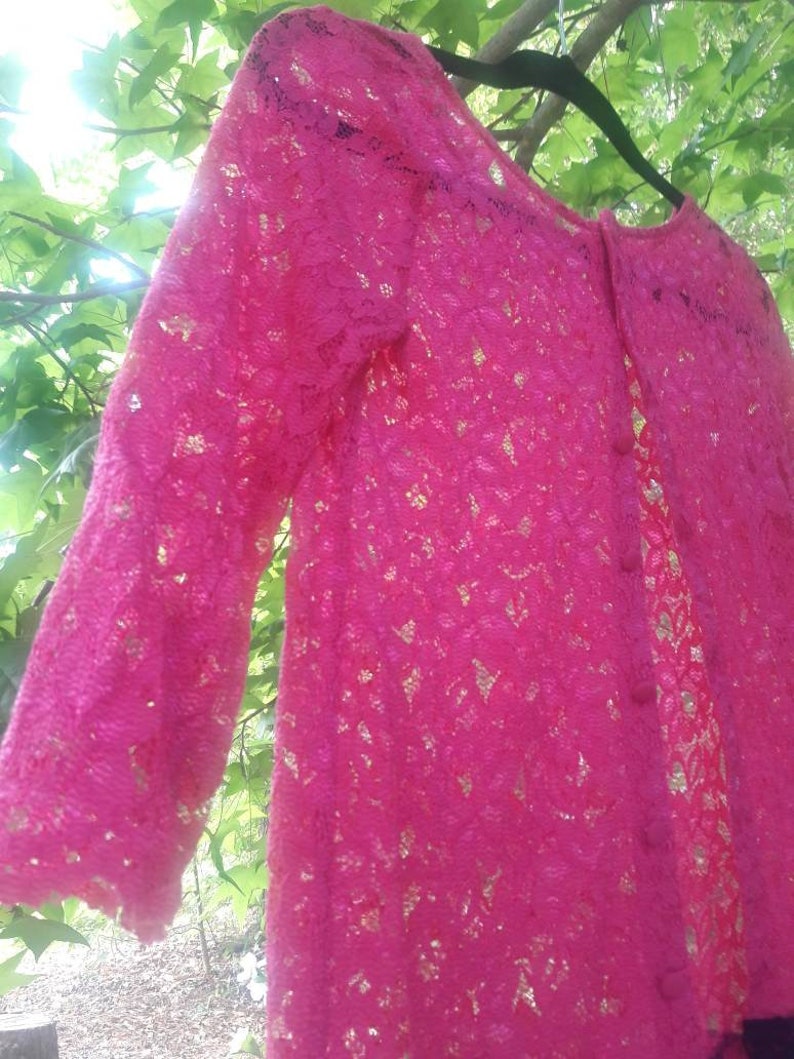 Upcycled jacket Pink Lace Cardigan Feminine lace jacket pink and black jacket Pink Lace Jacket