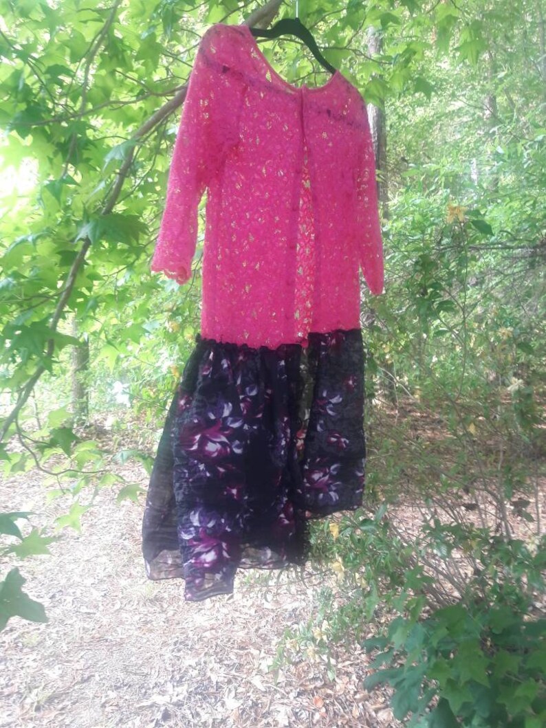Upcycled jacket Pink Lace Cardigan Feminine lace jacket pink and black jacket Pink Lace Jacket