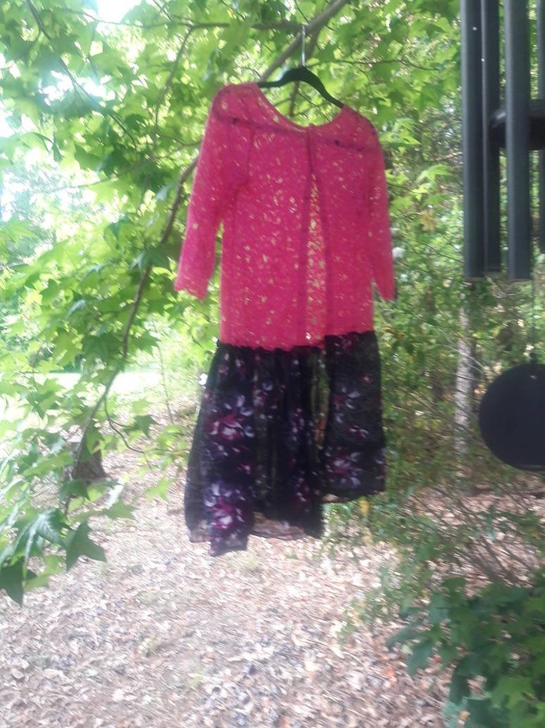 Upcycled jacket Pink Lace Cardigan Feminine lace jacket pink and black jacket Pink Lace Jacket