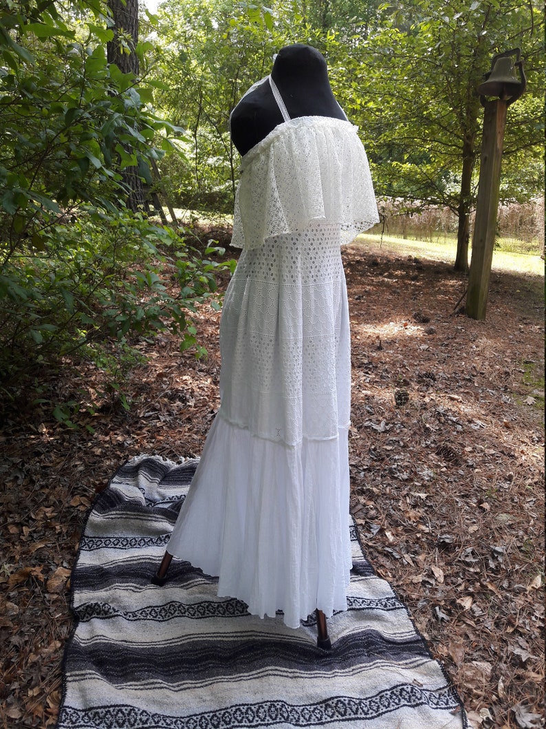 White Boho Beach Dress Casual Beach Wedding Dress White Eco Friendly Dress Hippie Wedding Dress