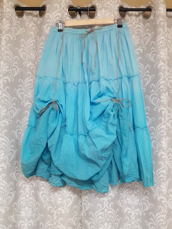 Rustic Renaissance Skirt with Jute Hikes Blue Peasant Skirt Etsy