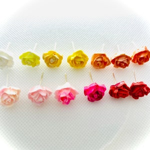Colorful Rose Stud Clay Earrings