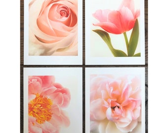 Floral Greeting Cards, Set of Four ~ 'Pink Garden' floral photographs by Michelle M. Foreman ~ Mother's Day Card ~ Floral Stationery