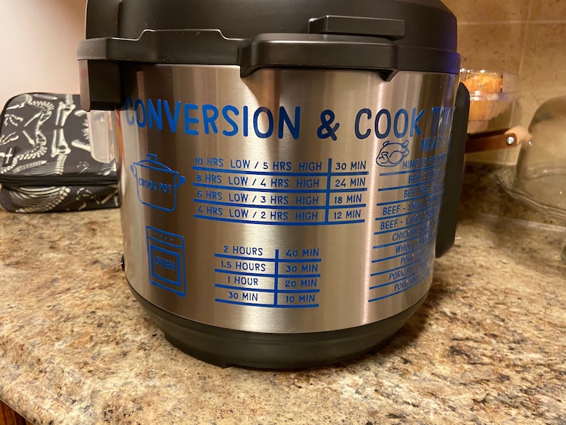 Instant Pot Time and Temp Conversion Chart SVG DXF Cut File Etsy