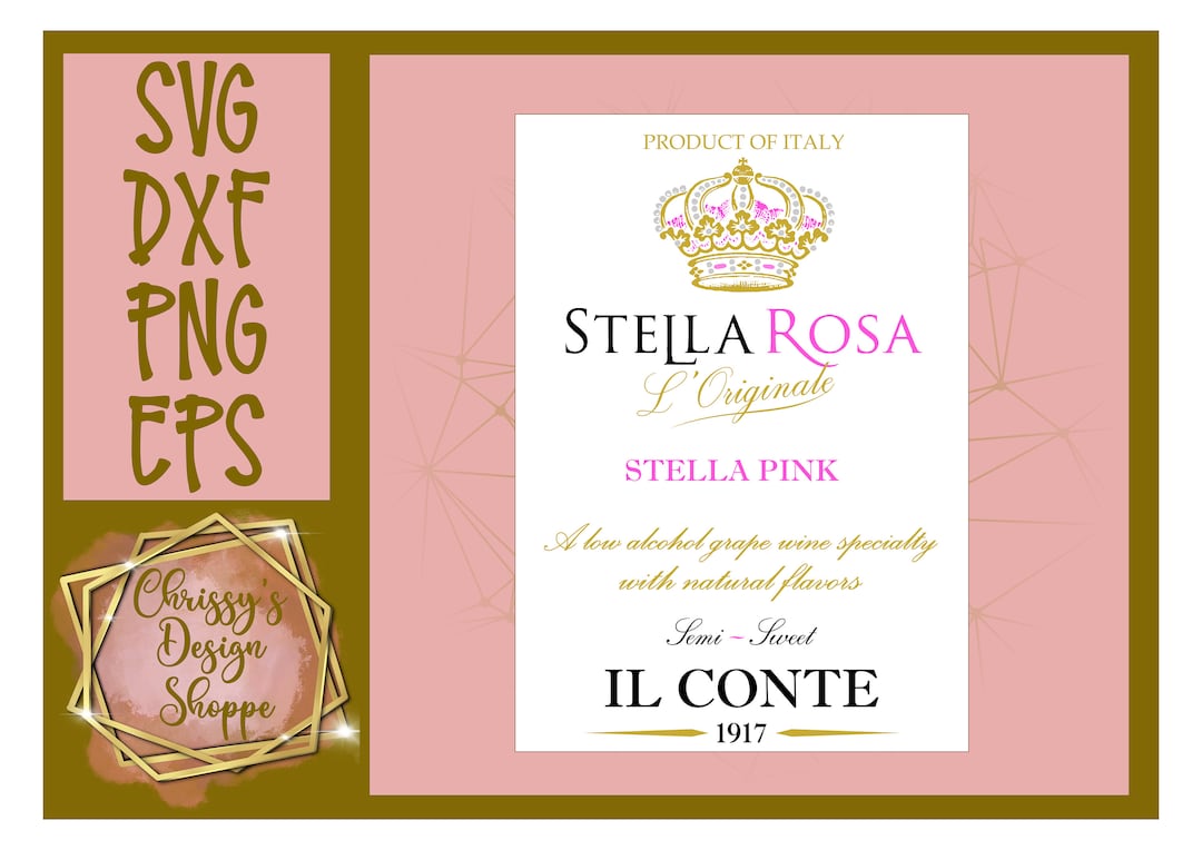Pink Wine Label SVG DXF PNG Etsy