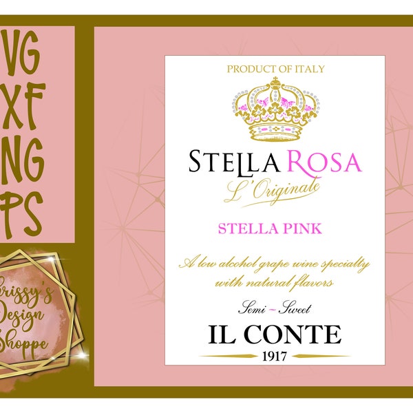 Pink Wine Label SVG DXF PNG