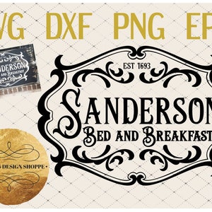 Sanderson bed and Breakfast SVG DXF EPS gesneden bestand