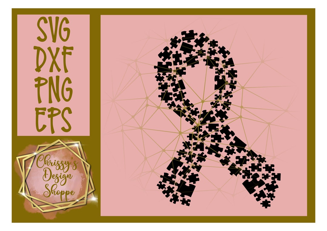 Autism Awareness Ribbon Puzzle Pieces SVG DXF Cut File - Etsy