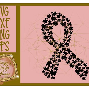 Autism Awareness Ribbon Ribbon Puzzle Pezzi SVG DXF Taglia File