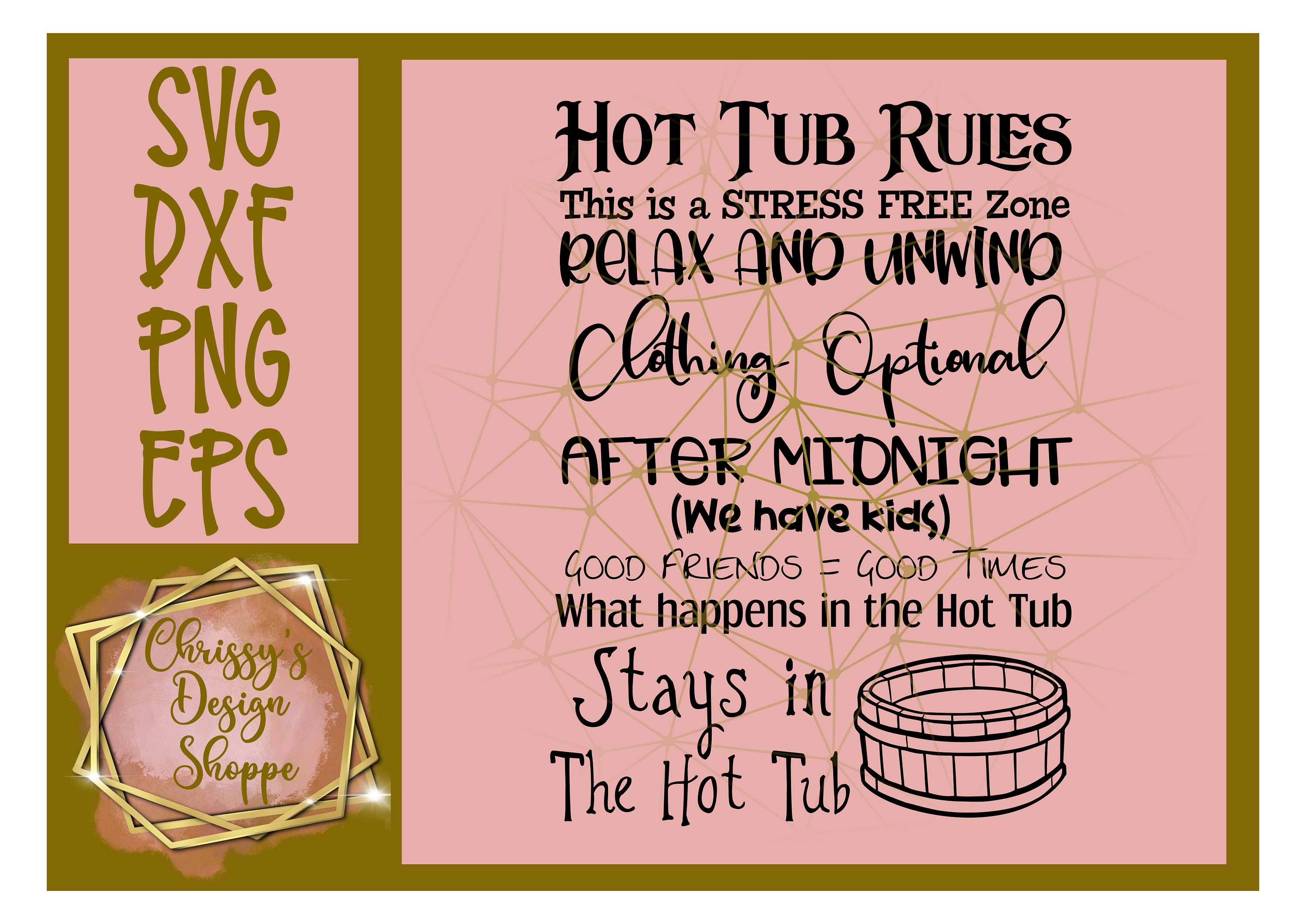 Hot Tub Rules SVG DXF Cut File Etsy UK