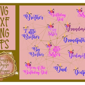 Unicorn Birthday Family Cut file
