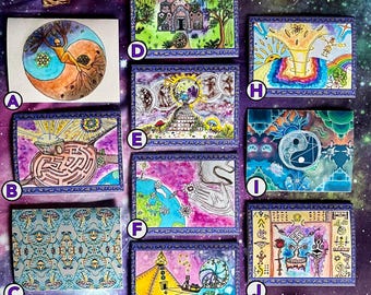 Mystical Watercolor Art Card Set – Spiritual Holiday Greetings