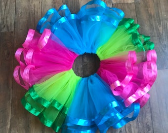 Tri-Rainbow Birthday Tutu / Birthday Tutu for Girl / 2nd Rainbow Birthday / Tutus For Girls / Birthday Party / 4t Tutu / Tutu for baby /