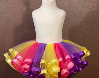 Yellow Pink Purple / Birthday Tutu for Girl / Purple Birthday / Tutu For Girls  / Girls 5th Birthday / Pink Yellow Purple 1st Birthday / 10