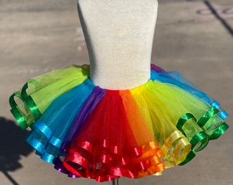 Rainbow Baby Tutu / Rainbow Red Tutu / 6th Birthday / Tutus For Girls  / Rainbow 8th Birthday / Size 2 / Babies Rainbow 2nd Birthday