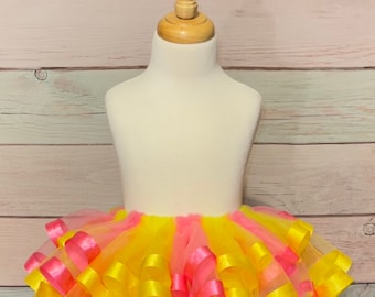Pink & Yellow Birthday Tutu / Birthday Tutu for Girl / Lemonade Birthday / Tutu For Girls  / Pink Lemon 5th Birthday / Lemonade Stand Outfit