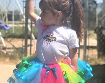 Rainbow Birthday Tutu / Birthday Tutu for Girl / 3rd Rainbow Birthday / Tutus For Girls  / Colorful 5th Birthday / Size 8 Tutu / Deluxe