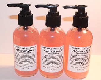 Aloe Face Wash: Geraniumros eterisk olja, vegansk hudvård