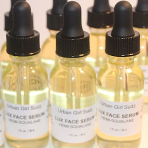 Lux Face Serum with Hemisqualane for soft smooth skin. Unisex Vegan Skin Care, Very light face moisturizer, and boosts moisture retention