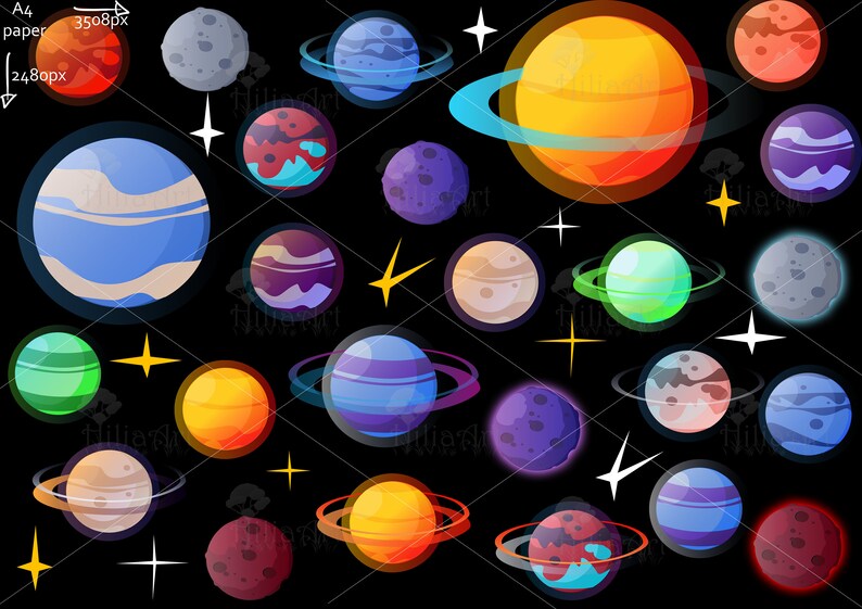 Planets Stars And Astéroids Cliparts Asteroids Solar System Sun Mars Saturn Earth Planets Spatial Space Scrapbooking Game Assets
