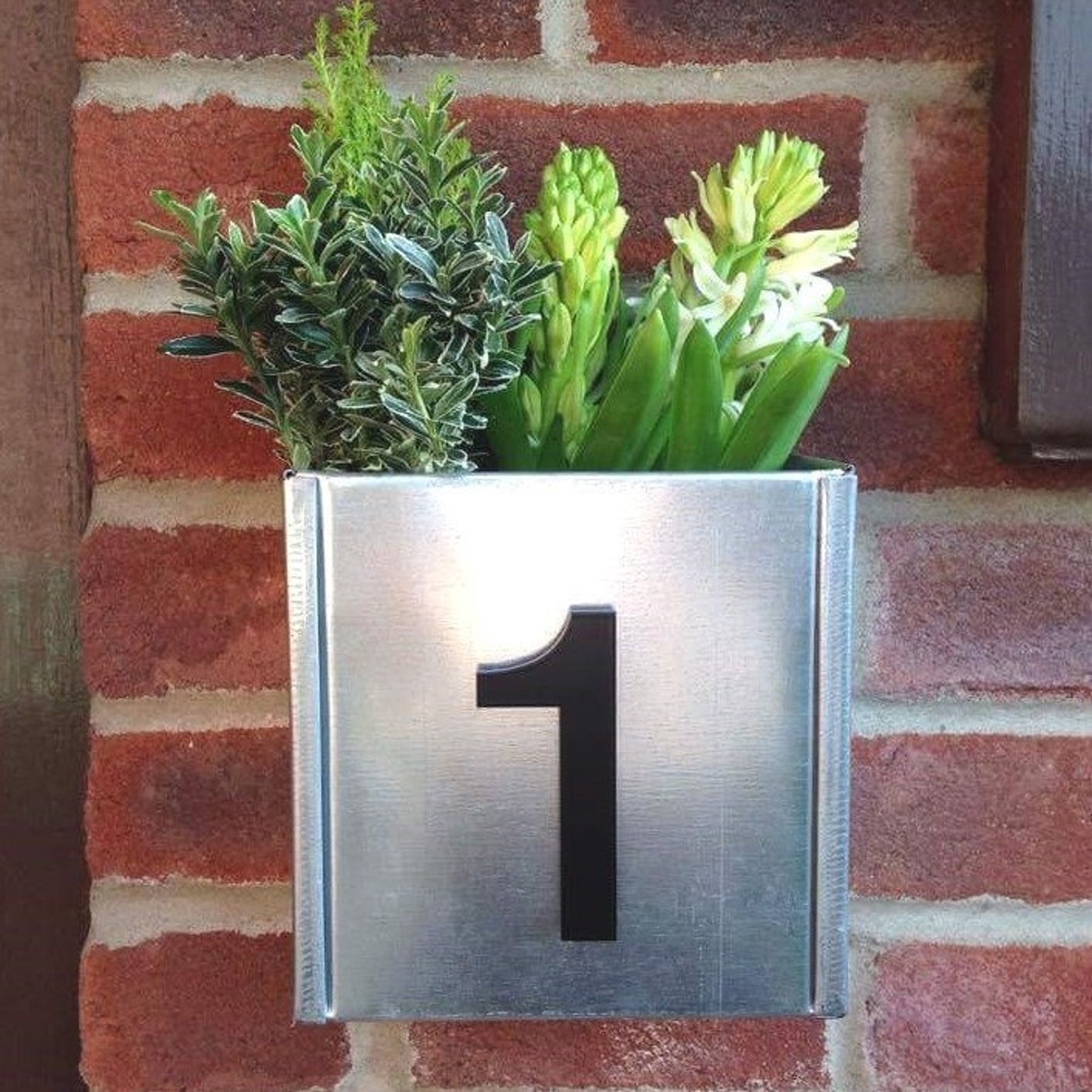 House Number Planter Galvanised Steel House Number Planter