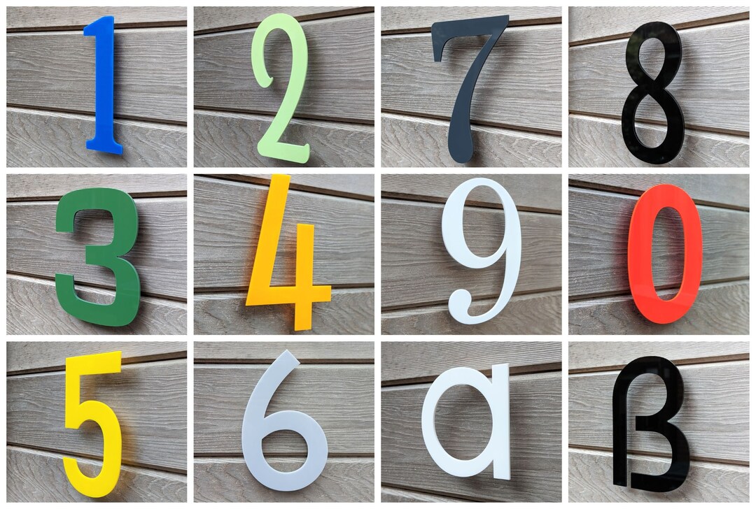 Custom House Numbers - 20cm Floating - Custom Colours - Colourful House ...
