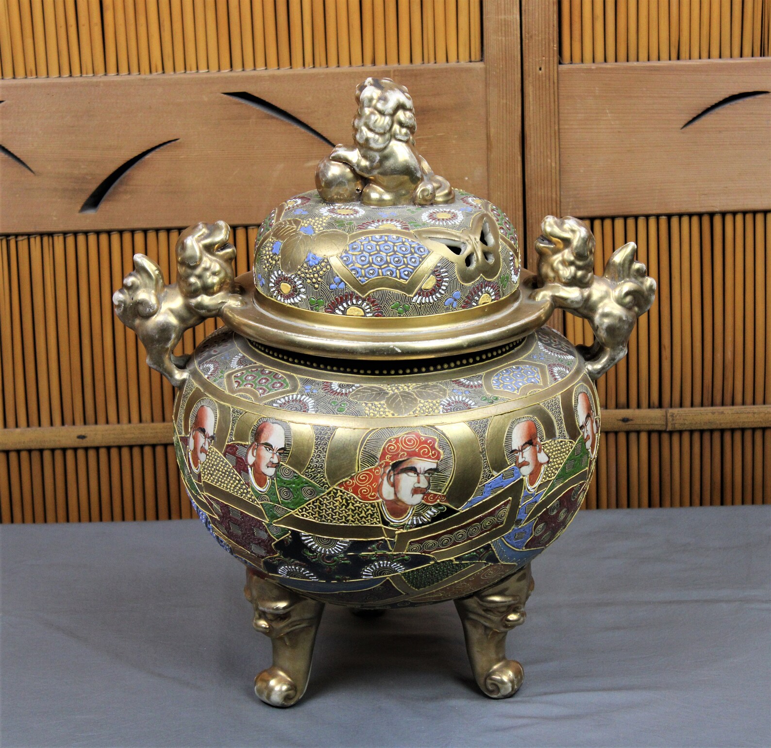 Very Large, 16h, Satuma Incense Burner, Koro, Vintage Japanese, Ornate