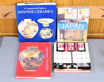 Gids voor Japanse keramiekkenners; Porselein 1800-1950; Japanse levenskunst; Japanse stijl; oude ovens, huisontwerpen, 4 vintage boeken