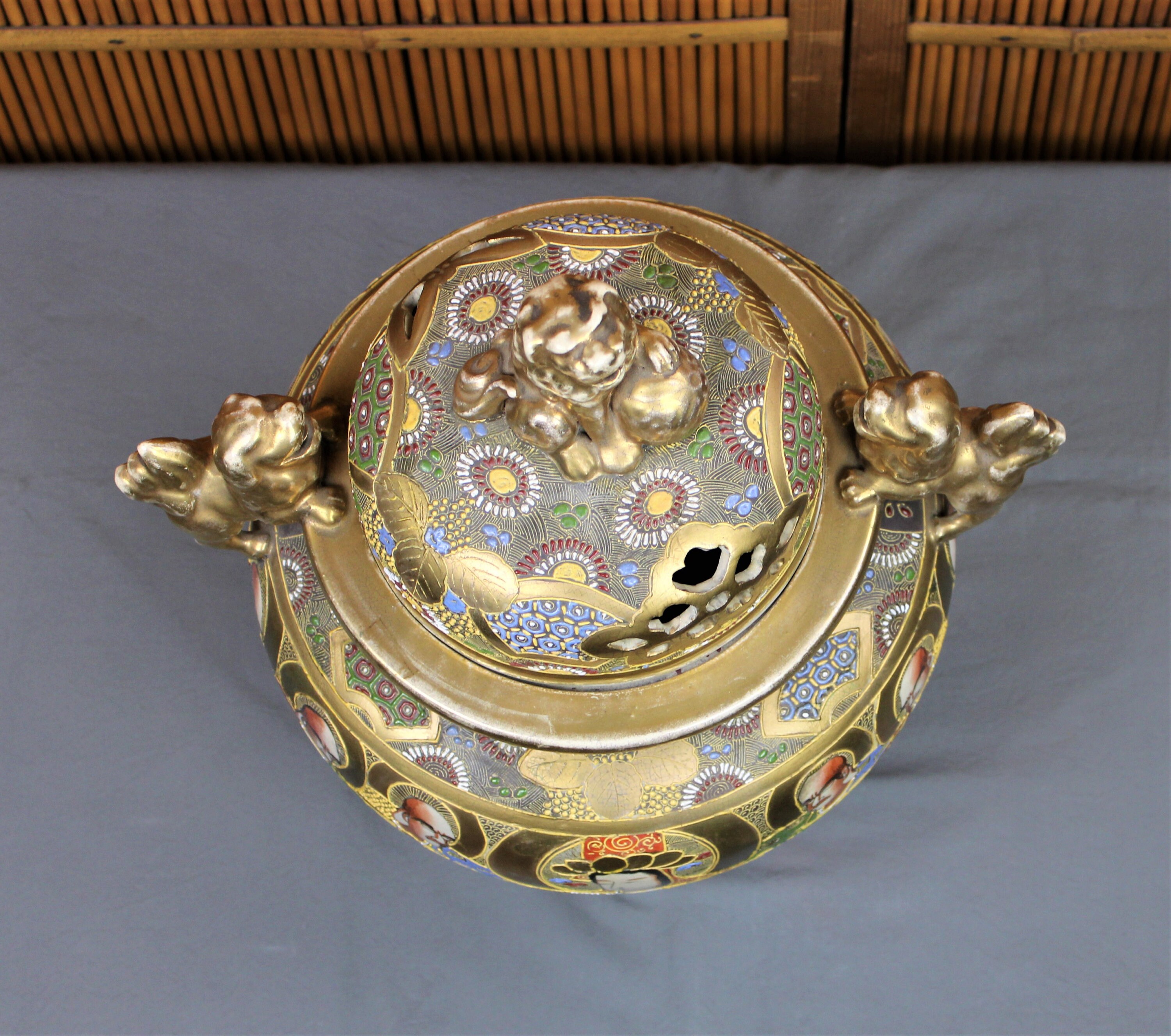 Very Large, 16h, Satuma Incense Burner, Koro, Vintage Japanese, Ornate