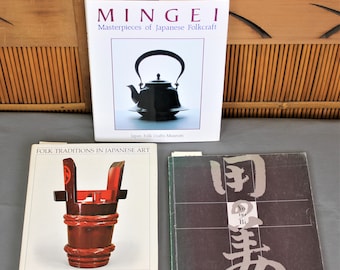 Japanese folk arts, Mingei Masterpieces; Folk Traditions in Japanese Art; Yo No Bi; textiles, ceramics, metal, wood items, 3 vintage books