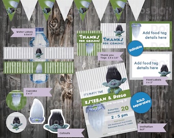 Troll Boys (Brothers) Printable Party Kit Decorations #09 - INSTANT DOWNLOAD