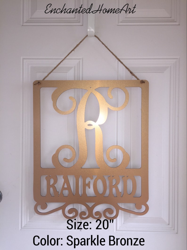 Family Name Sign Front Door Decor Wreath Monogram Wedding Etsy