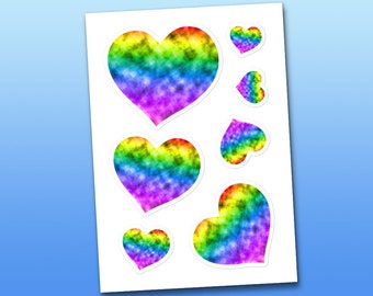 Rainbow Heart Sticker sheet