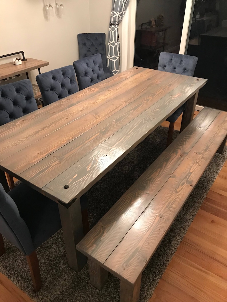 Farmhouse Dining Table with decorative bolt and brackets image 8