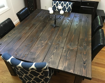 Farmhouse Dining Table with decorative bolt and brackets