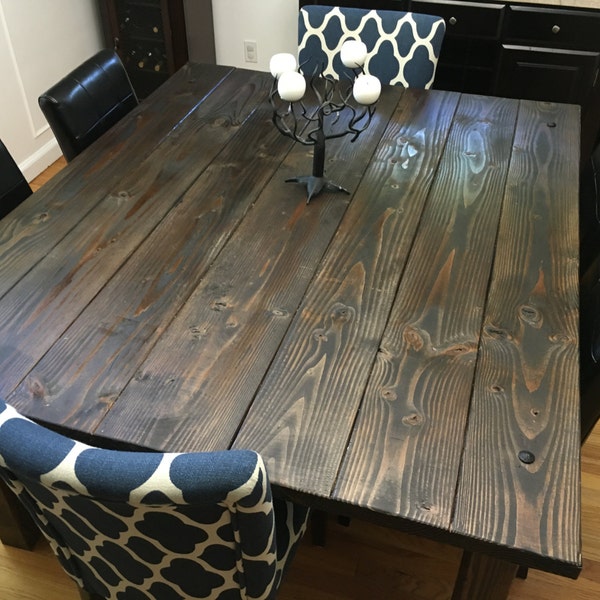 Farmhouse Dining Table with decorative bolt and brackets