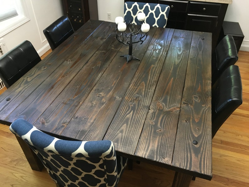 Farmhouse Dining Table with decorative bolt and brackets image 1