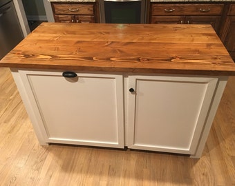 Kitchen island with wood countertop