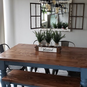 Farmhouse Dining Table with decorative bolt and brackets image 3