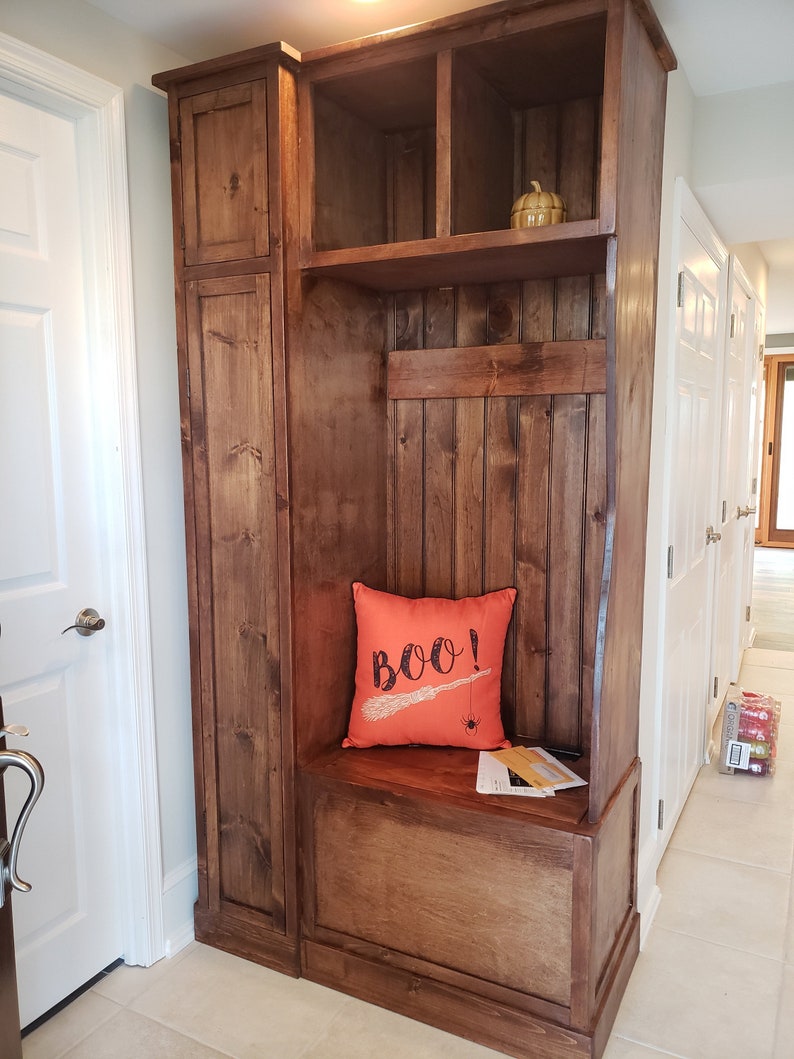 Hall tree/mudroom unit with storage Etsy