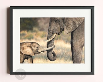 Elephant Art Print - Limited edition giclée print - A2, A3, A4