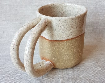 Handmade Stoneware Mug Inspired By The Sea, Ceramic Artisan Mug In Sand Colors, Partially Glazed Quirky Mug, Interesting Handmade Mug Design