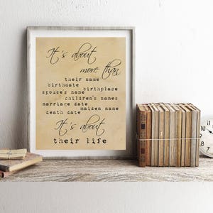 It&#39;s About Their Life - Digital Print, Ancestry, Genealogy, Family History