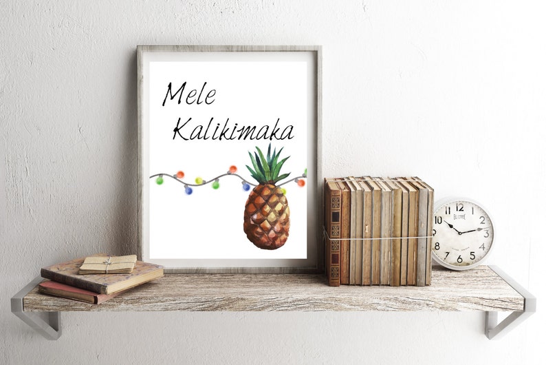 Mele Kalikimaka Hawaiian Christmas, Watercolor Digital Print, Instant Download image 3