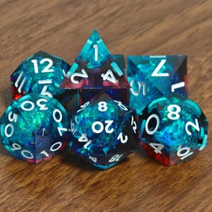 Handmade D20 DND Dice, Blue Resin Sharp Edge Dice, D&D Dice Set for Dungeons and Dragons, Polyhedral Dice Set